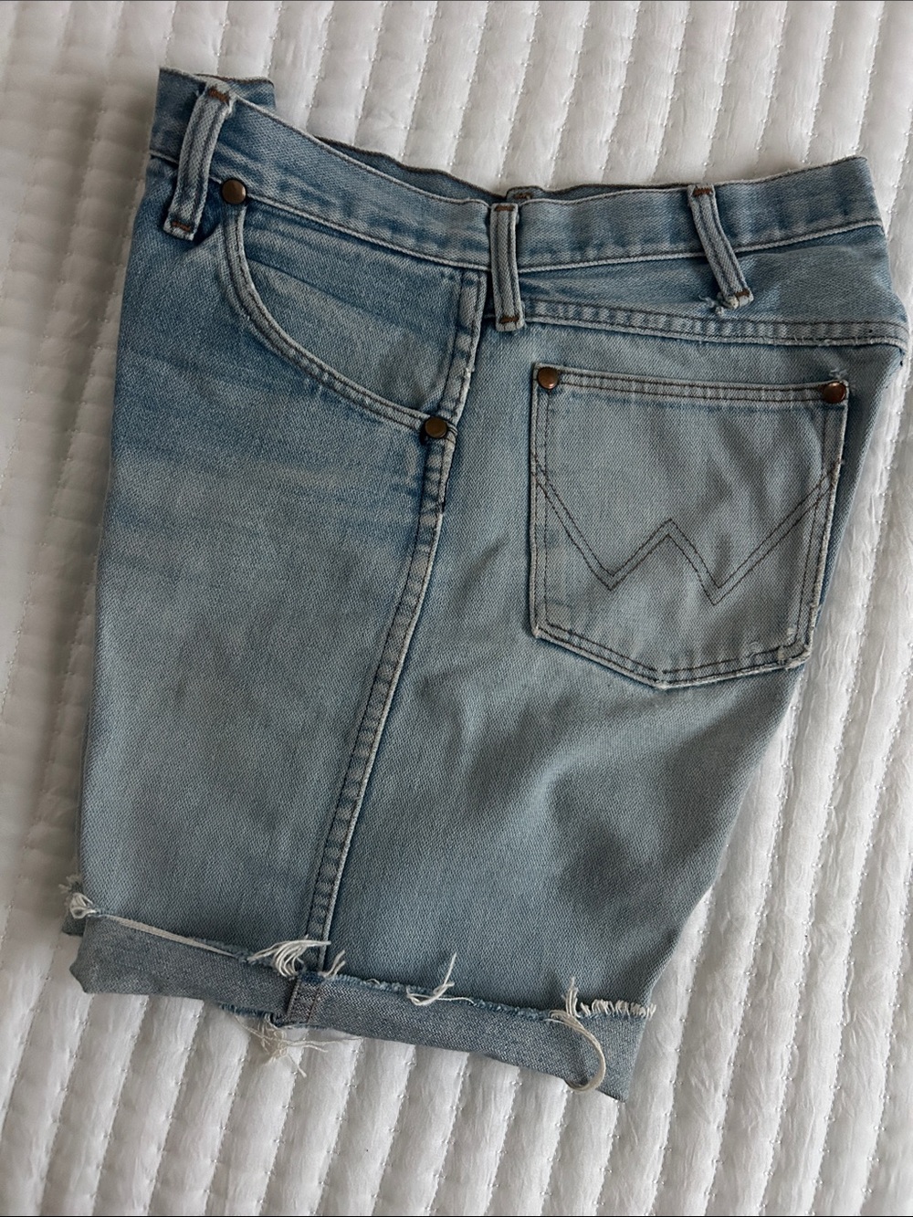 Wrangler Light Blue Women's Denim Shorts - Classic Raw Hem